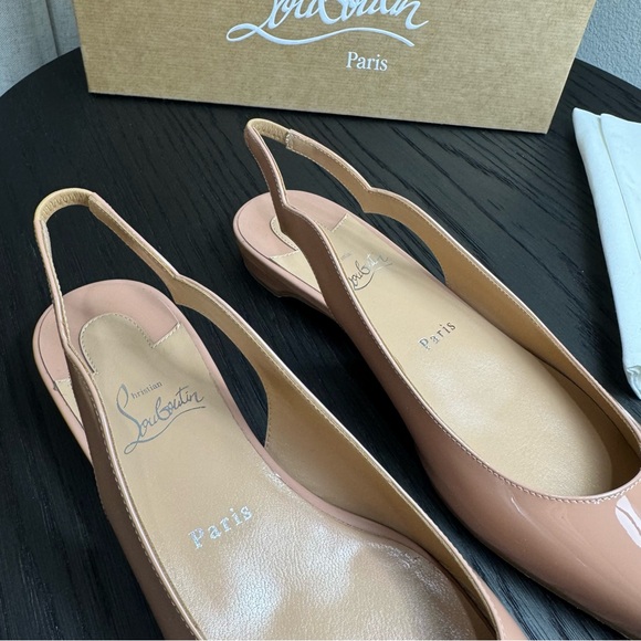 Christian Louboutin Hot Chickita Sling Flat Patent Nude 38.5 - Picture 5 of 8